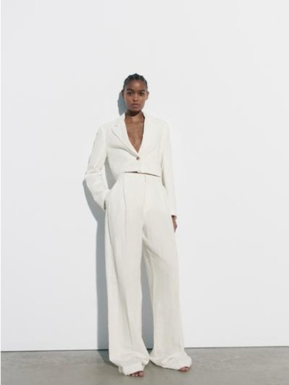 Zara LINEN BLEND FULL LENGTH PANTS